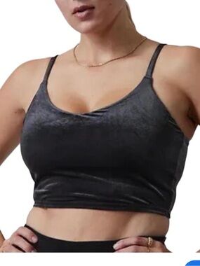 Athleta Elation Velvet Black Cropped Camisole/longline bra